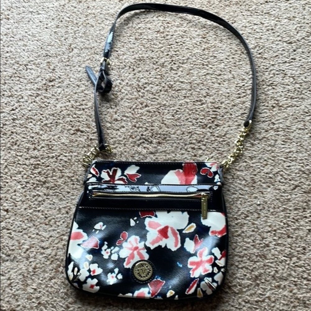 Anne Klein Floral Black Crossbody Bag